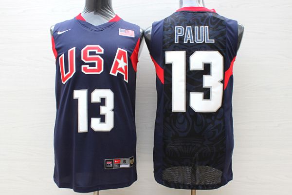 Men USA #13 Paul Dark Blue Stitched Nike NBA Jersey